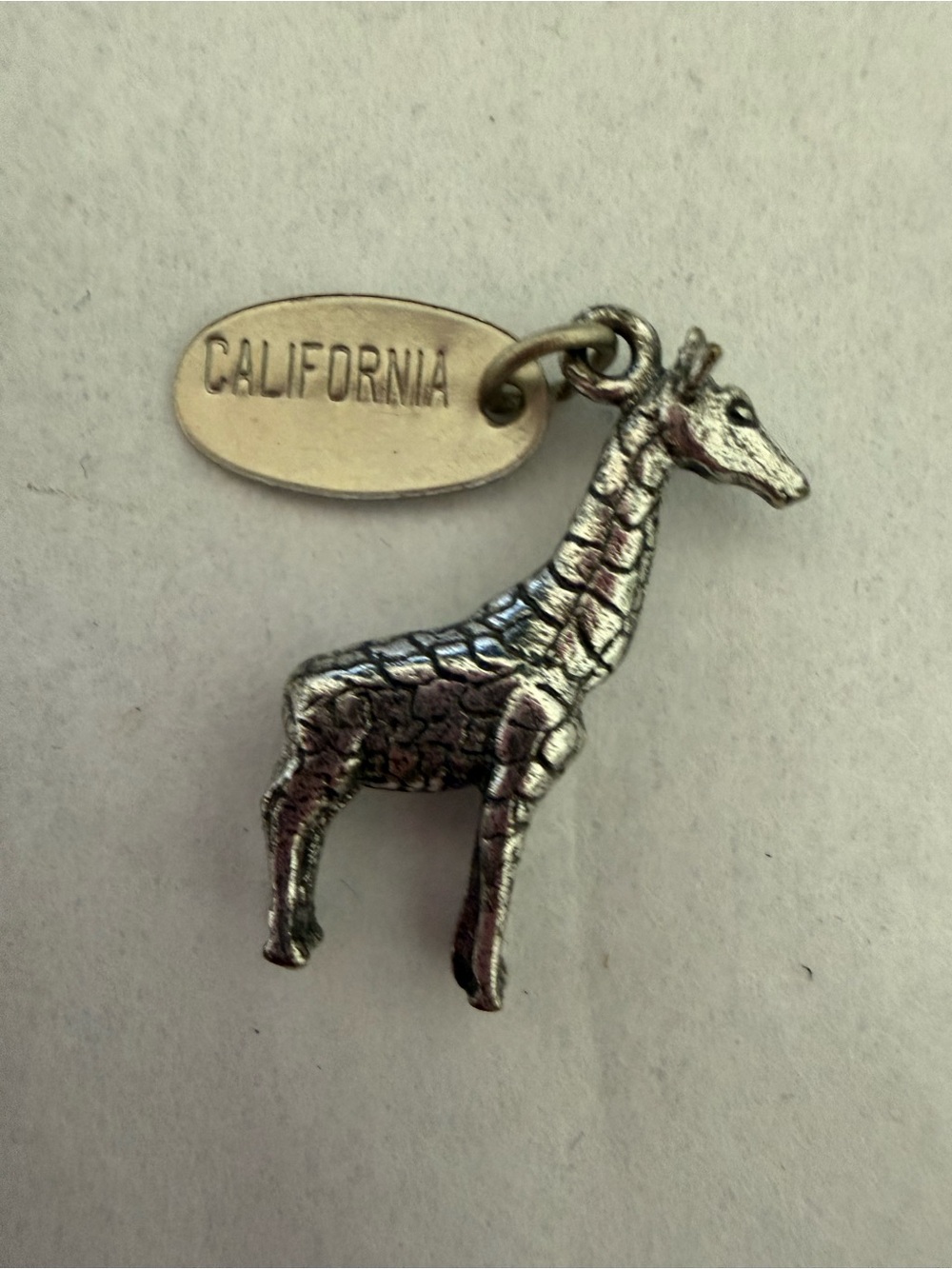 Silver Giraffe Charm Pendant with California Tag